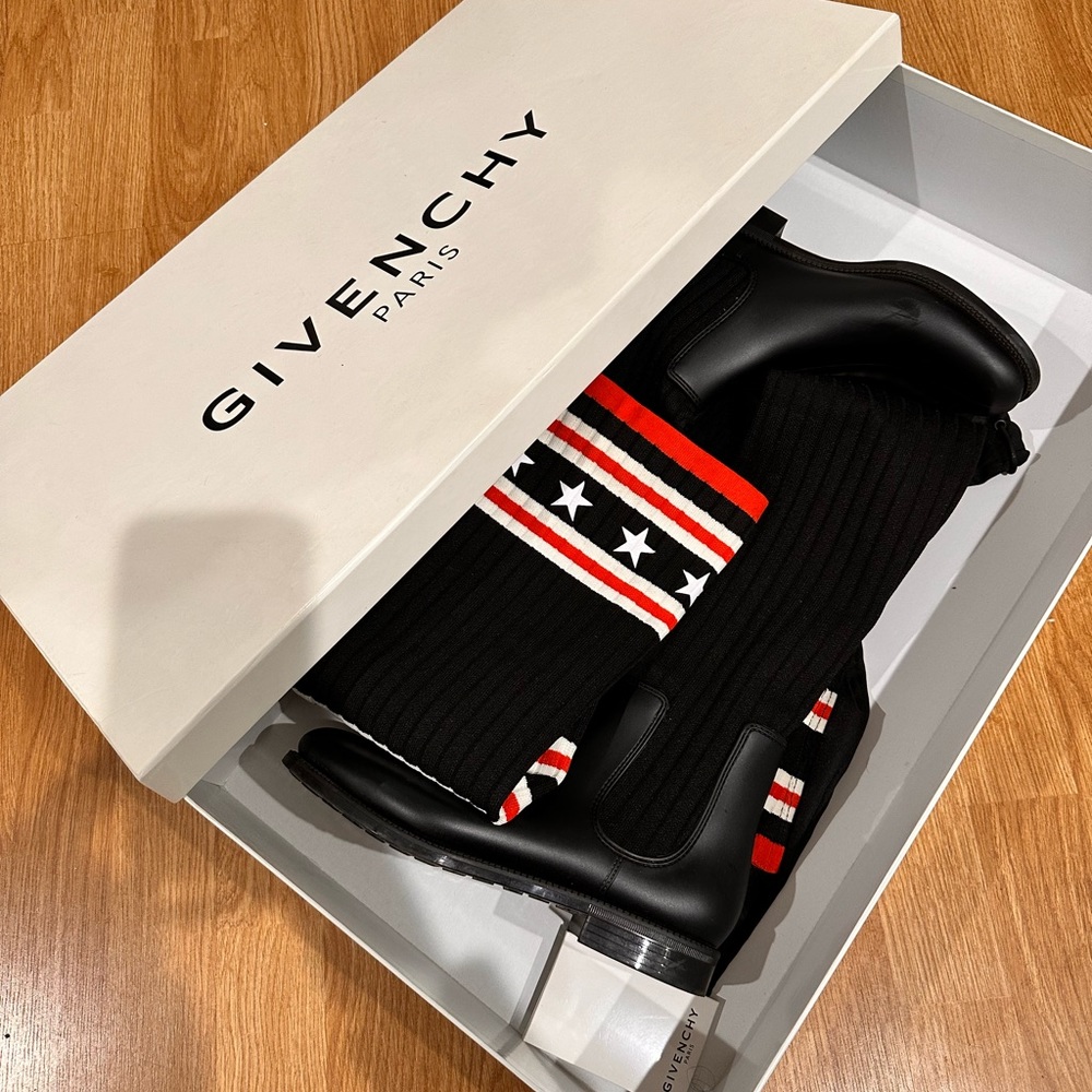 Givenchy Black Winter Rain Boots with Sock-Like Fit